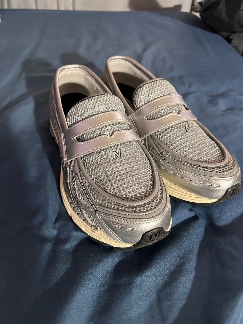 New Balance Men’s Silver Slip-On Mesh Loafers
